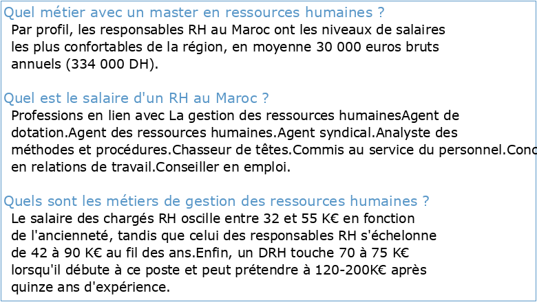 MASTER GESTION DES RESSOURCES HUMAINES
