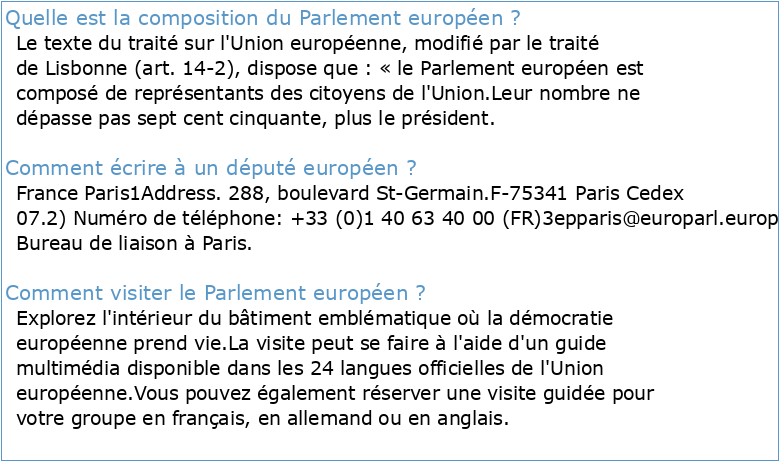 Guide de poche du Parlement européen
