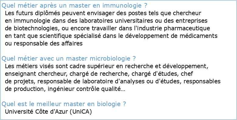 Masters 2 Immunologie — Microbiologie