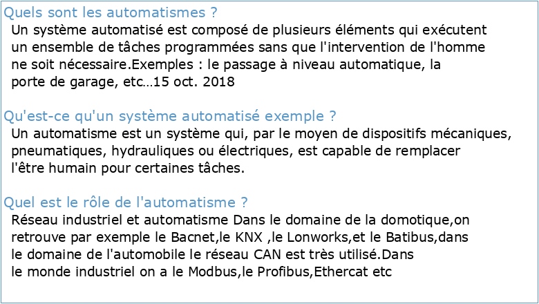 1 exemples d'automatismes :