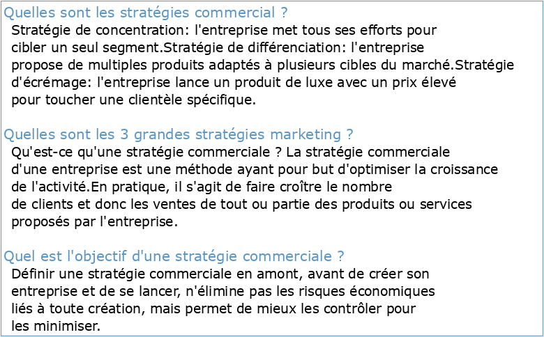STRATEGIE COMMERCIALE