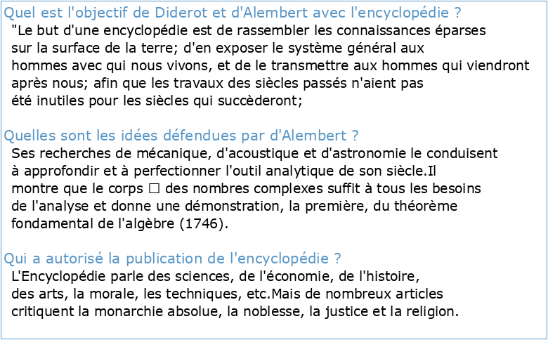 D’Alembert Discours préliminaire de l’Encyclopédie
