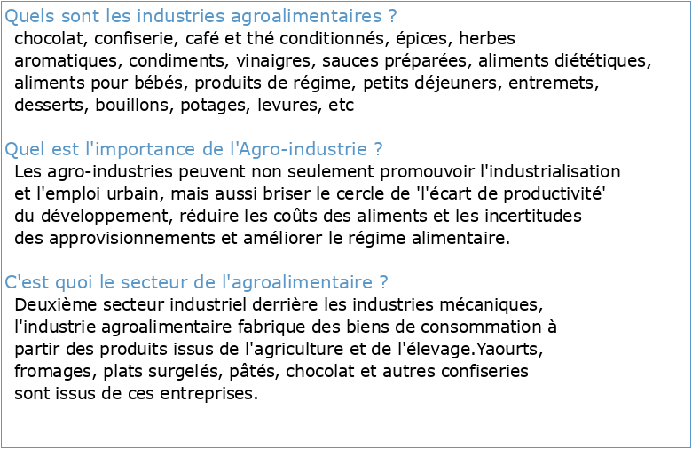 Analyse de deux secteurs industriels : les industries agro