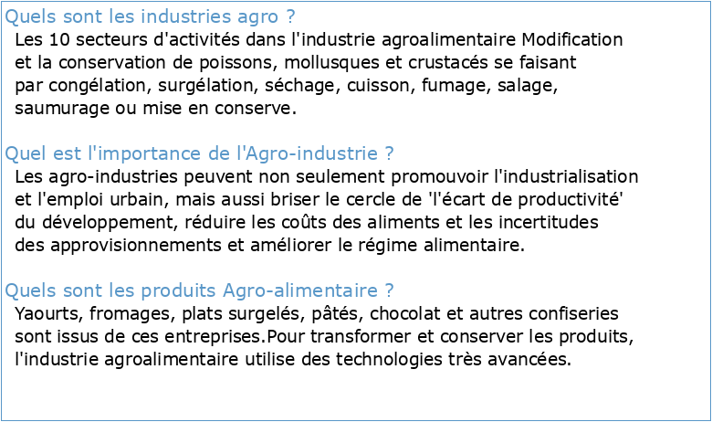 Le programme des agro-industries de la FAO