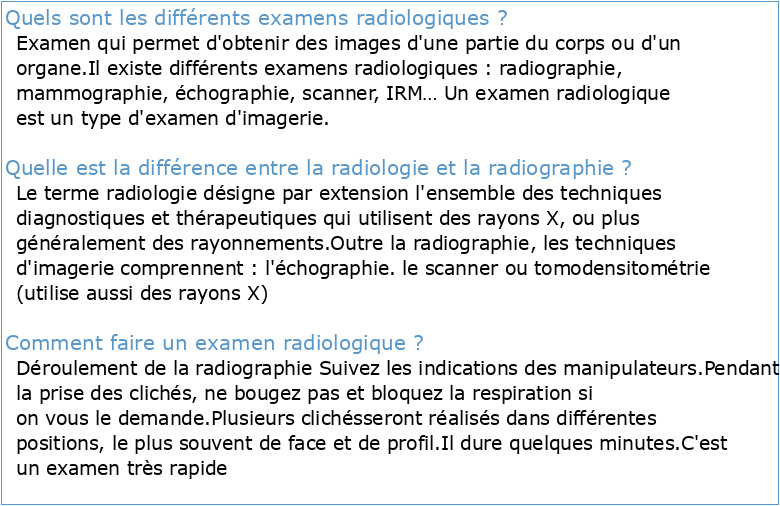 Examens radiologiques en médecine