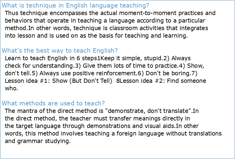 METHODS OF TEACHING ENGLISH