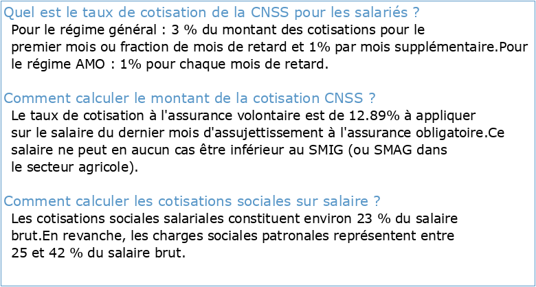Cotisations CNSS/IR sur salaires