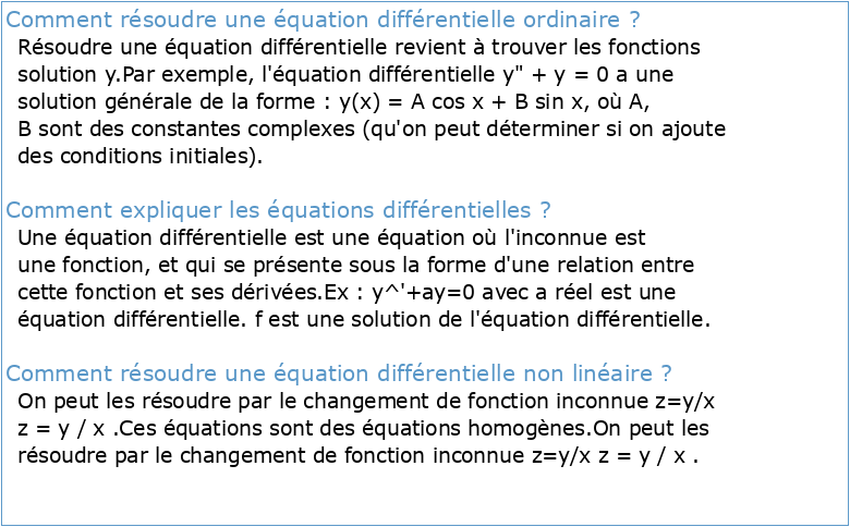 Notes de cours: Équations Différentielles Ordinaires
