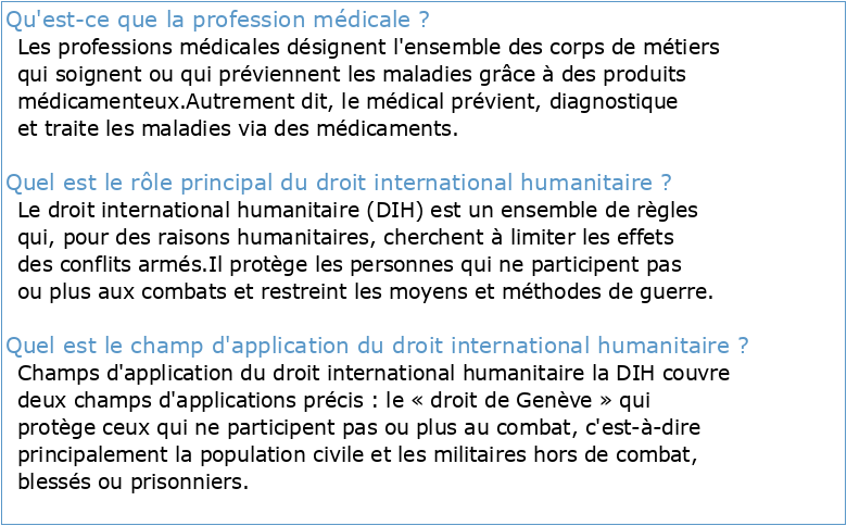 La profession médicale et le droit international humanitaire