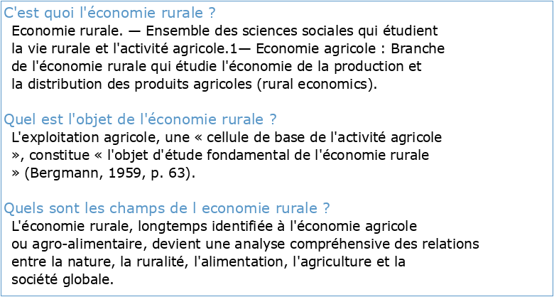Economie rurale