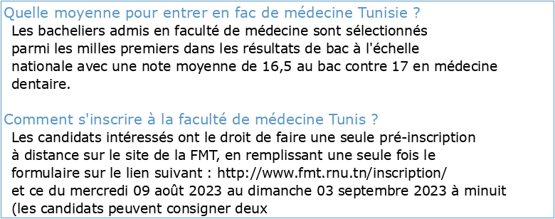 Faculté de Médecine de Tunis Version validée par le conseil