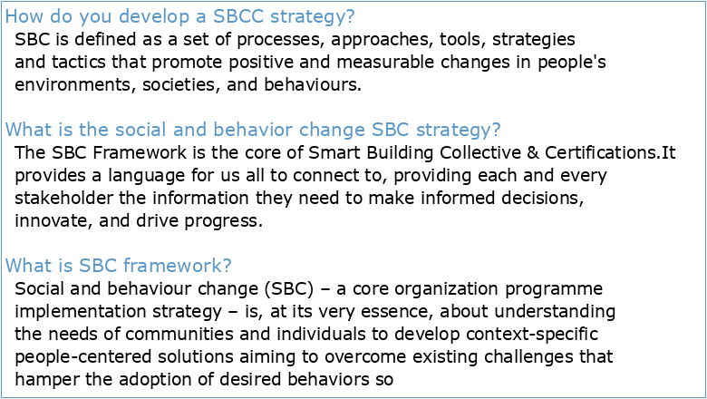 Guide for Developing an Social and Behavior Change (SBC