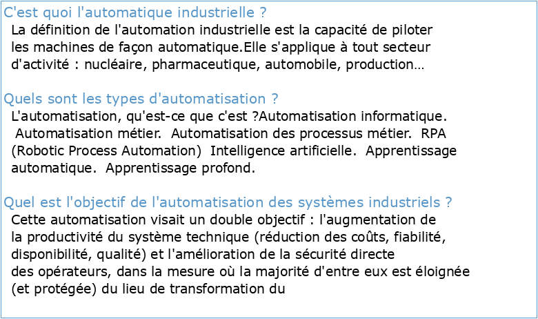 Automatisation industrielle