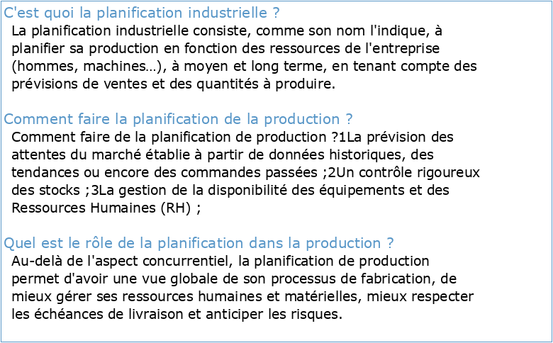 Certificat Planification et Contrôle de la Production dans l'Industrie