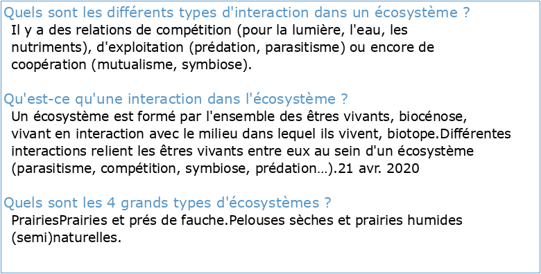 I Les écosystèmes des interactions dynamiques (TP20)