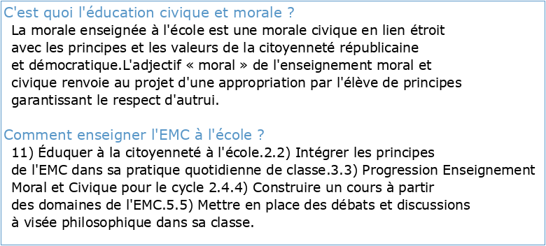 Education Civique et Morale CP1