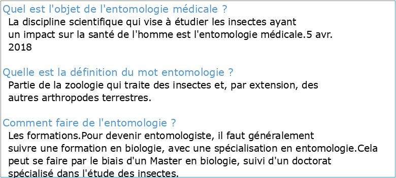 L'entomologie médicale