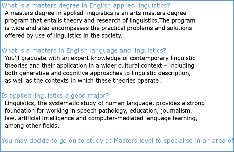 FILIERE: Master APPLIED LINGUISTICS AND ENGLISH LANGUAGE
