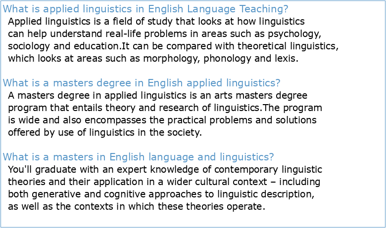 Master Applied Linguistics and English language teaching
