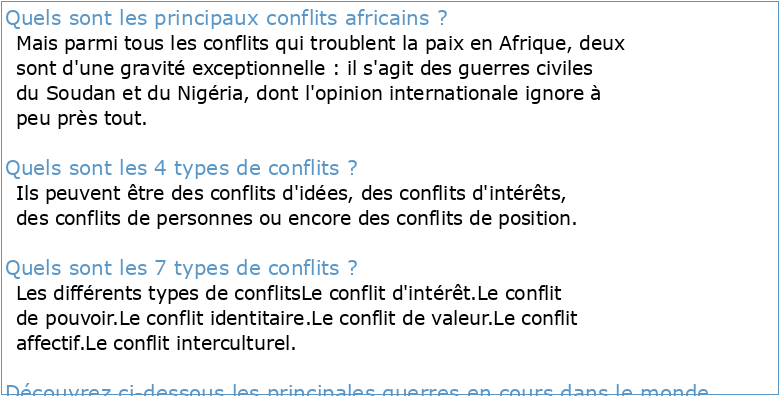 LES TYPES DE CONFLITS EN AFRIQUE
