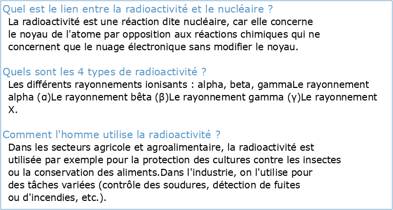 Quelques applications de la radioactivité et des réactions nucléaires