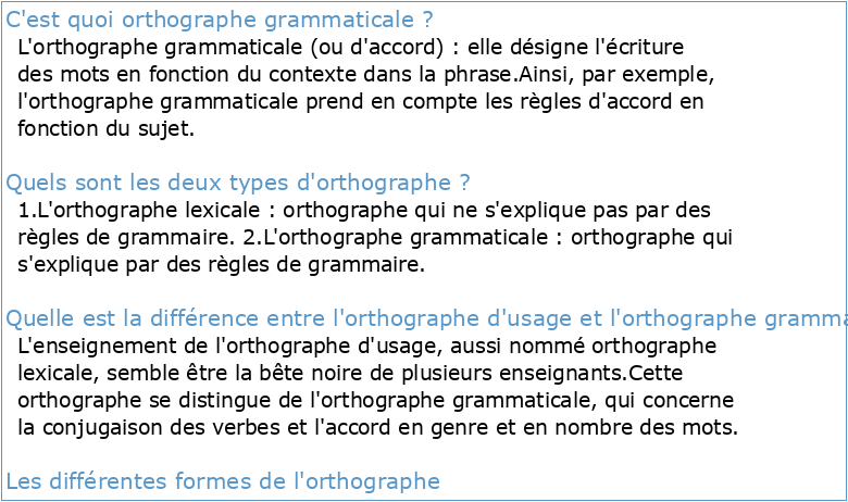 Orthographe lexicale / Orthographe grammaticale