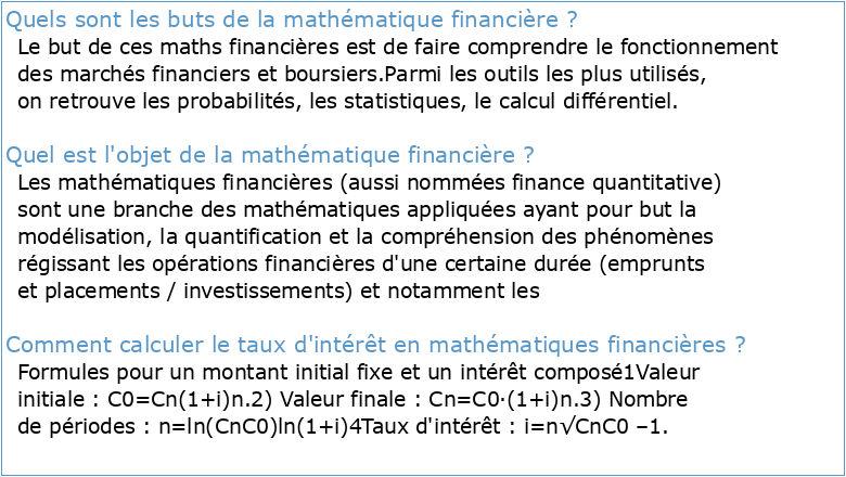 Cours de Mathématiques Financières 3è année