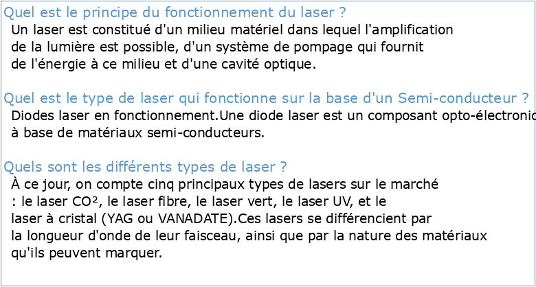 Principes physiques des lasers à semiconducteurs