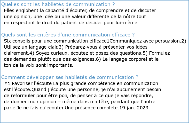 HABILETÉS DE COMMUNICATION EFFICACES