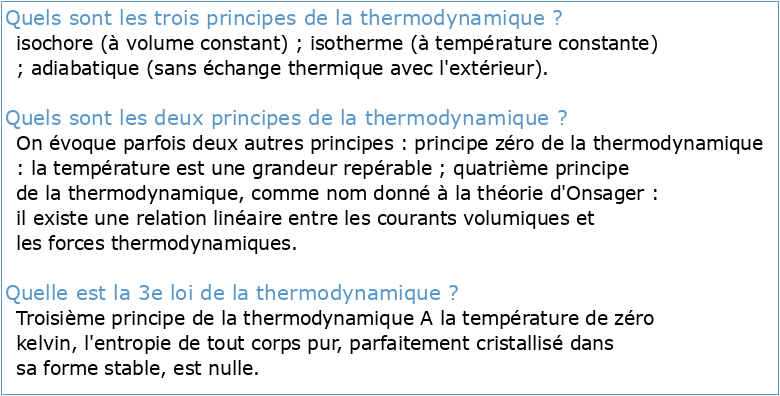 Chapitre 3 :Les principes de la thermodynamique