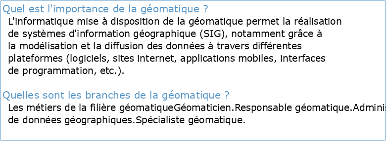 Cours 1 Géomatique Introduction