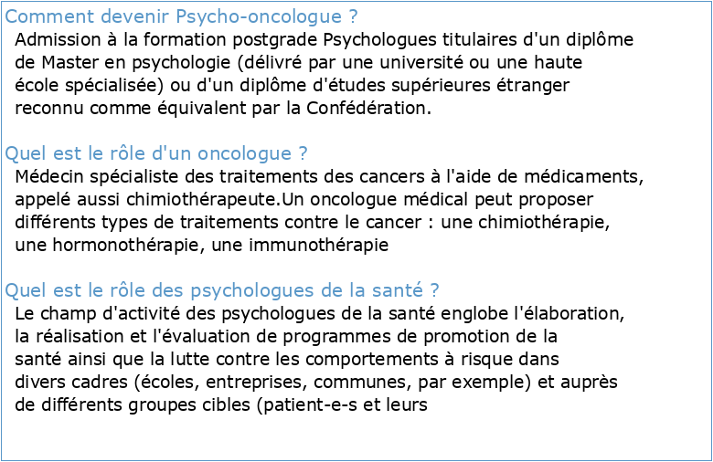 PSYCHO-ONCOLOGIE