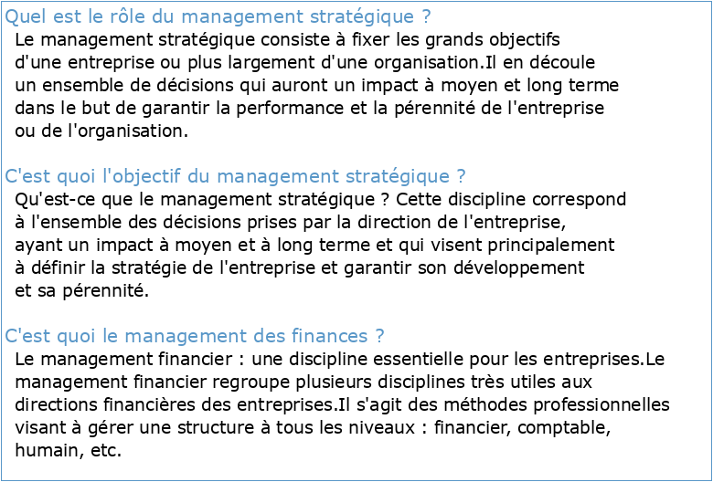 Finance et management stratégique reluAG