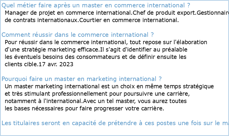 Master Commerce international et marketing export Conseils