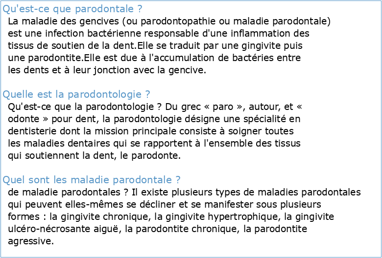 La terminologie parodontale