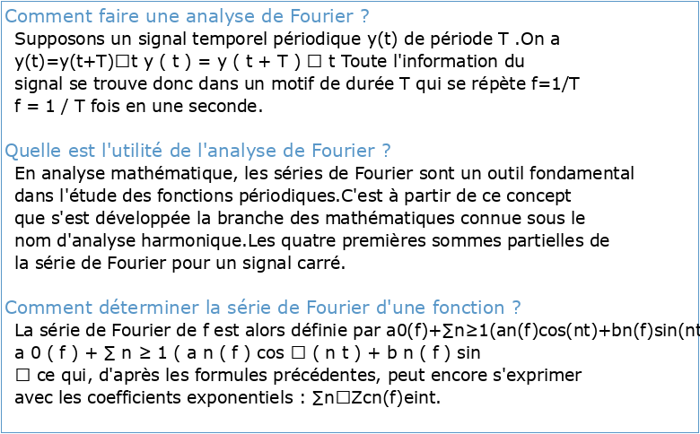 Analyse Complexe S´eries de Fourier