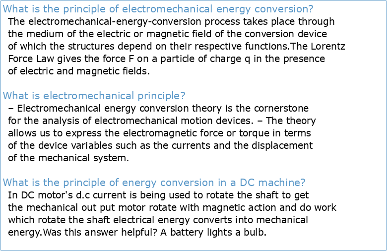 Principles of Electromechanical Energy-Conversion and Direct