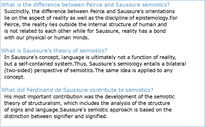 7 De Saussure and Peirce: the Semiotic Architecture