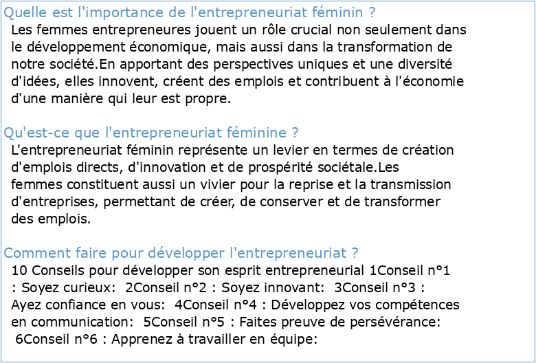 Le développement de l'entrepreneuriat féminin
