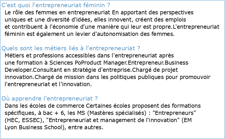 Université de Montréal L'entrepreneuriat féminin