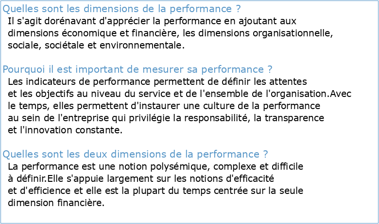 La performance: une dimension fondamentale pour l'évaluation