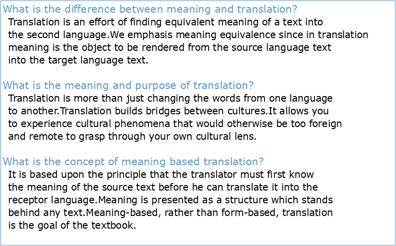 MEANING AND TRANSLATION