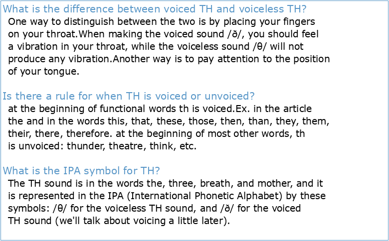 TH Voiced & Voiceless Difference Bonus Lesson Worksheet