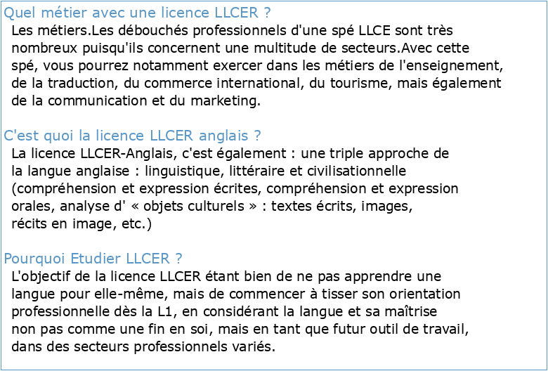 Licence LLCER