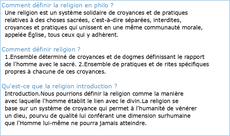 Religion : Définition philosophique (fiche personnelle)