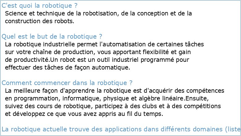 Introduction a la Robotique`