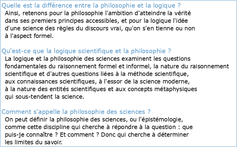 Cours de philosophie Logique et philosophie des sciences