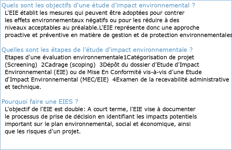 Mission C: Etude d'impact sur l'environnement