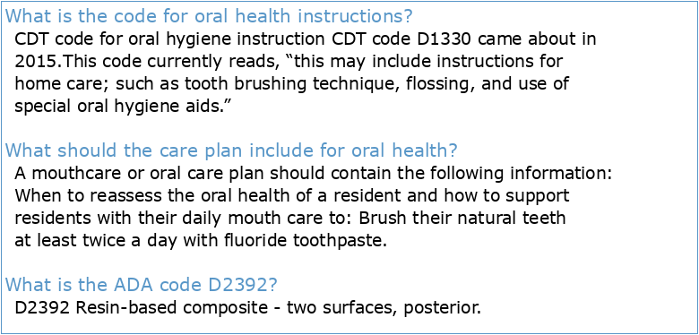 Oral Health Coding Fact Sheet for Primary Care Physicians