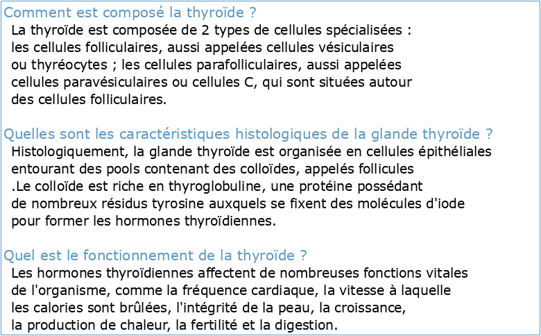 Ontogenèse anatomie histologie et physiologie de la thyroïde